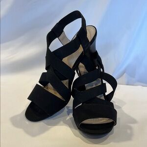 Life Stride Charlotte Black‎ Strappy 3" Bloack Heel Sandals Open Toe Size 7.5